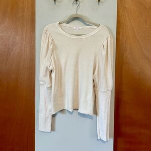Goldie cream / winter white long puffed sleeve terry cloth top, large